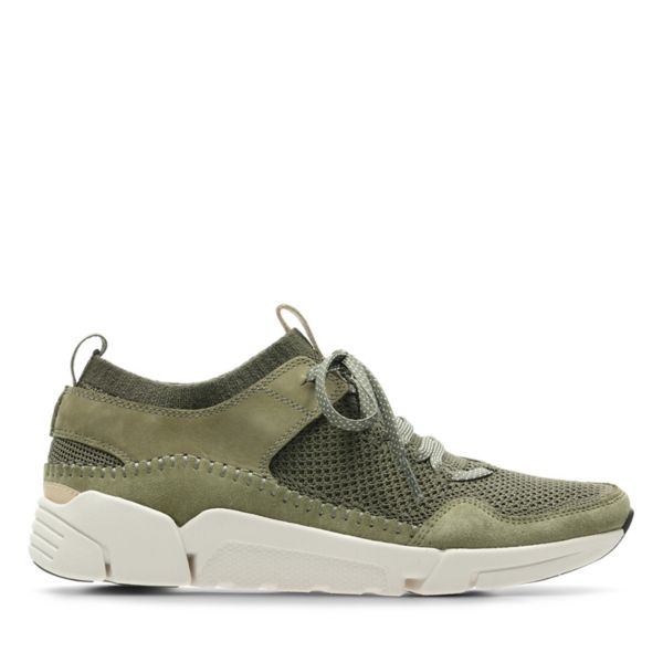 Clarks Mens Tri Active Up Trainers Olive | USA-4023876